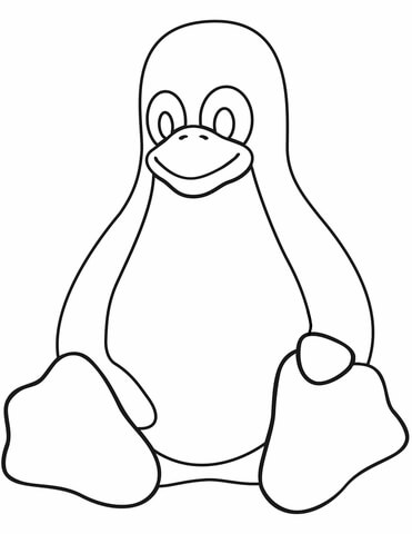 Linux Tux Penguin Coloring Page